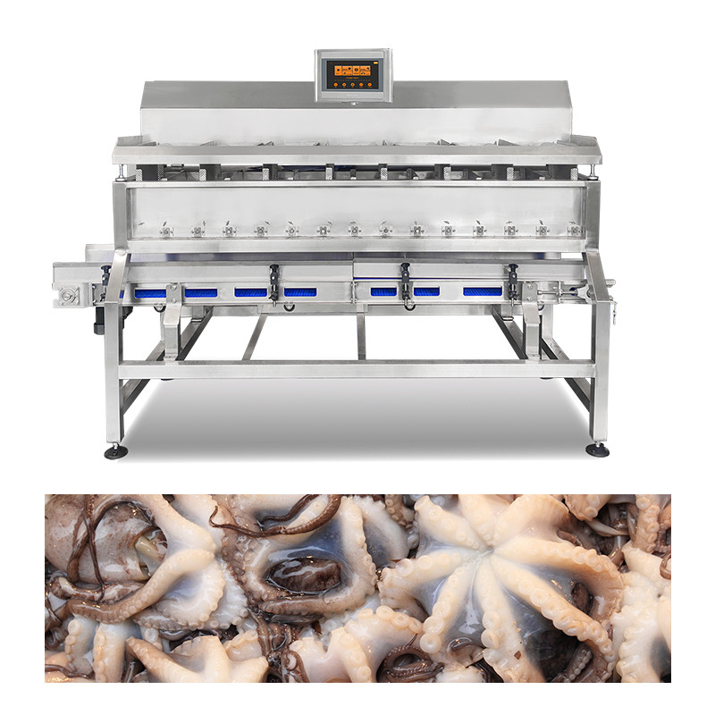 Tipo del tirón de la cabeza 160 del pesador 7 de Multihead de los materiales pegajosos de alta velocidad para las rebanadas de la carne de pulpo