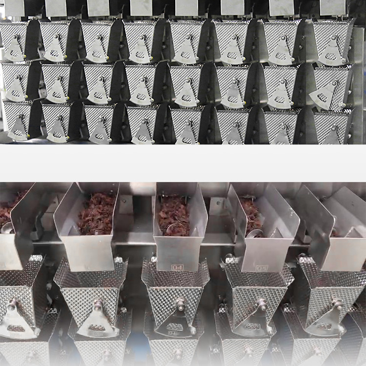 Tres tornillo principal de la capa 8 que alimenta el pesador de Multihead para la carne destrozada comida pegajosa fresca