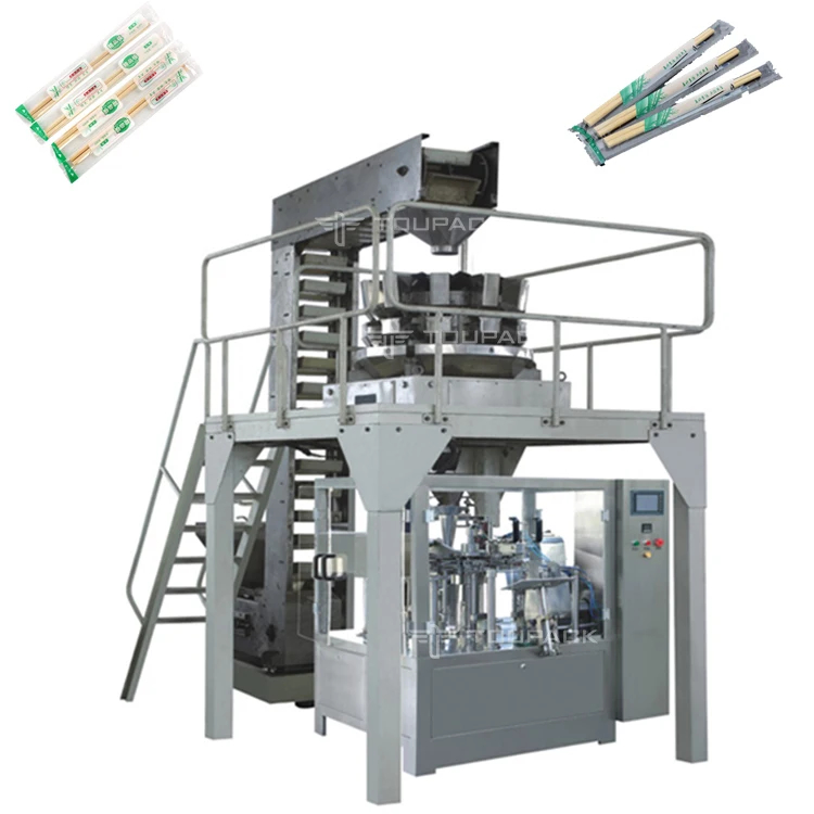 Máquina de embalaje de palillos desechables de larga franja Productos con 16 cabezas más pesadas