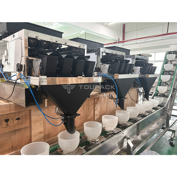 Maquina de embalaje de pesas lineal con transportador de frutas secas y frutos secos