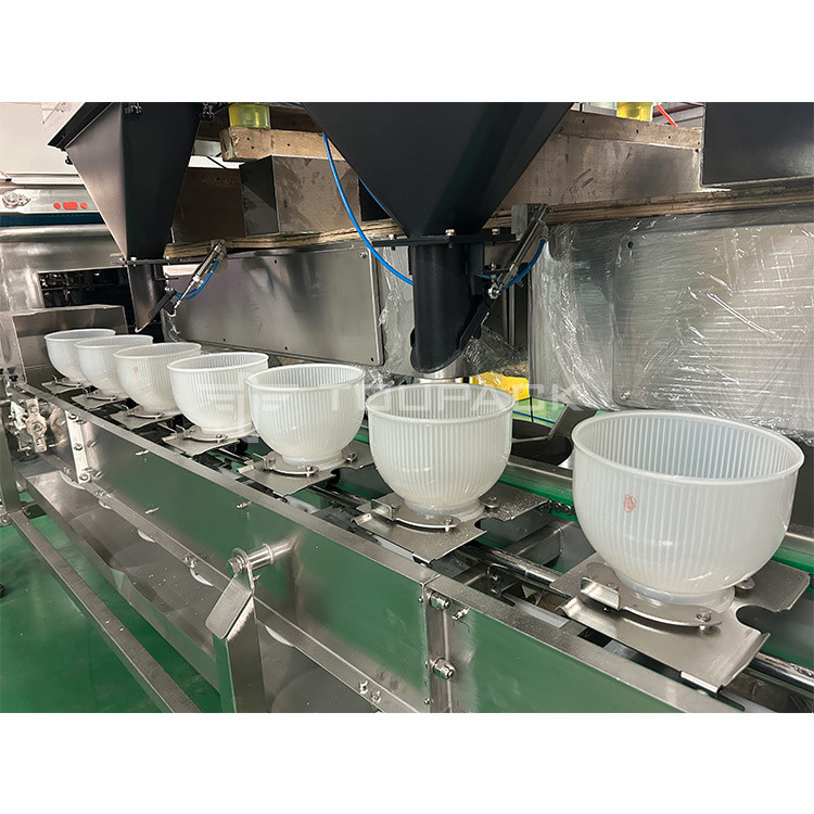 Maquina de embalaje de pesas lineal con transportador de frutas secas y frutos secos