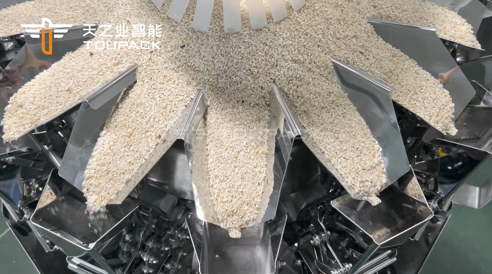 PLC MCU 14 cabeza alta alta precisión multi-cabeza pesa granulado de arroz de bolsas de embalaje máquina