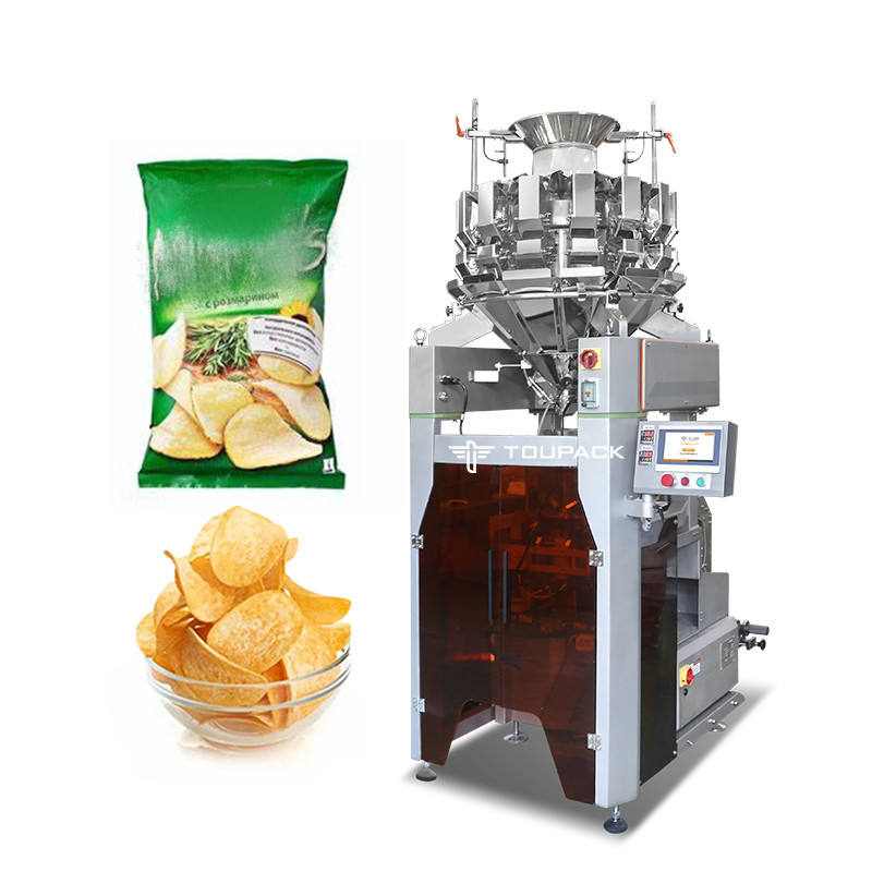 Máquina automática de embalaje vertical de papas fritas bocadillos Alta velocidad 120BPM Máquina inteligente de pesaje y embalaje