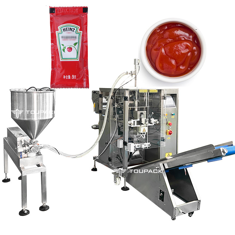 Bolsas automáticas con sello de tres lados Bolsas de almohada Salsa de miel mantequilla de maní Ensalada con aderezo Ketchup Pack Máquina de pasta