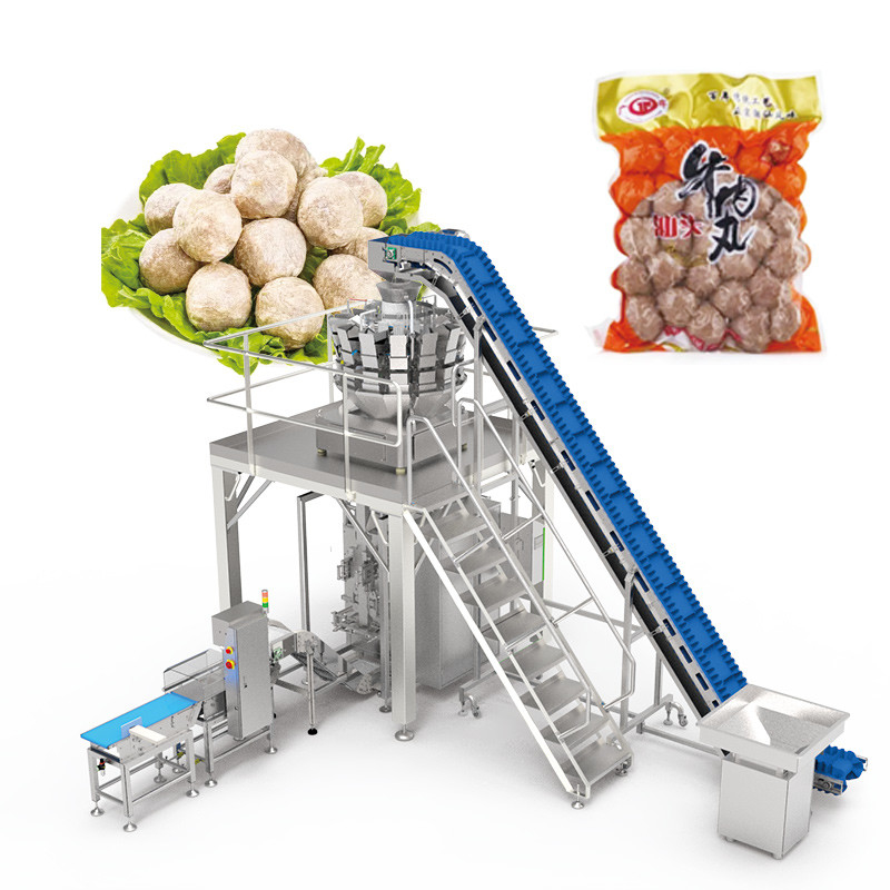 Máquina de embalaje de ensalada con cargador automático de cargas múltiples para envases de ensalada congelados de legumbres frescas y verduras para veganos