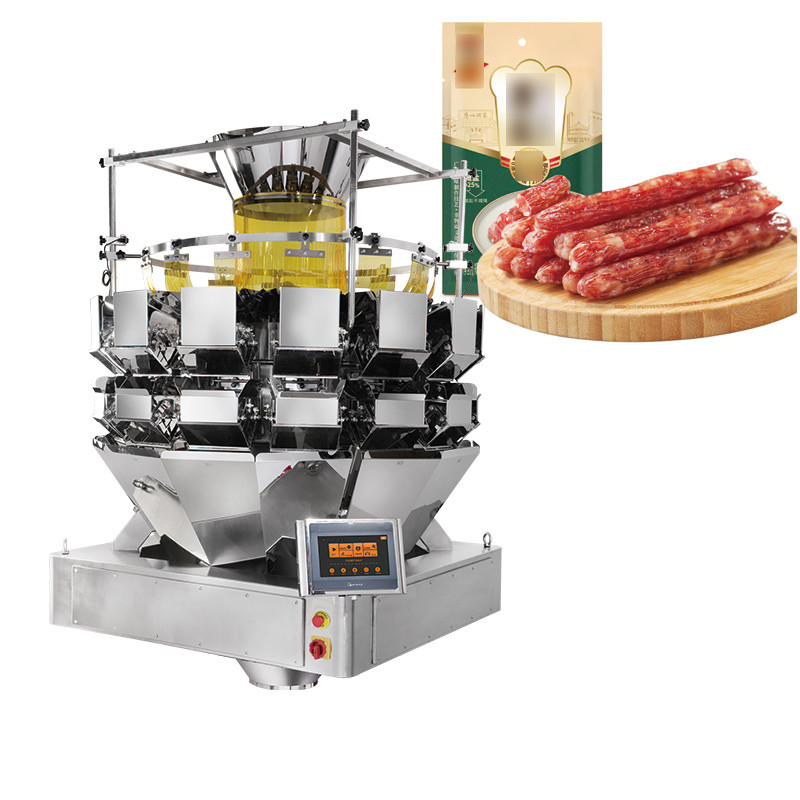 Cinturón de salchichas de Frankfurt Cinturón de alimentación de múltiples cabezas Combinación Pesador Perrito caliente horneado Cinturón de salchichas Pesador Máquina de embalaje