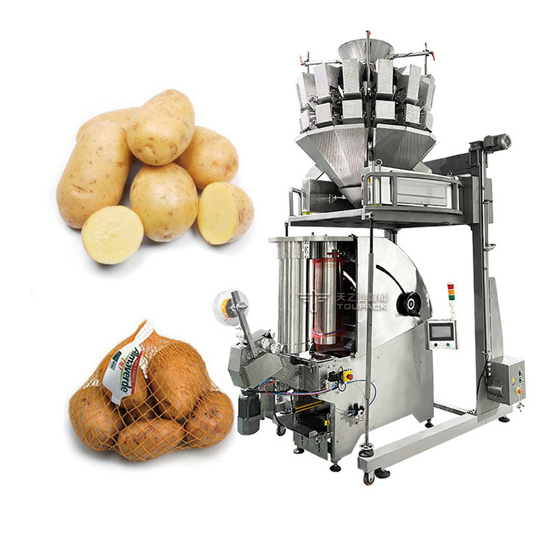 10 cabezas de pesas de múltiples cabezas de la bolsa de malla de la cebolla de la papa máquina de embalaje de la combinación de frutas de la línea de producción de pesas