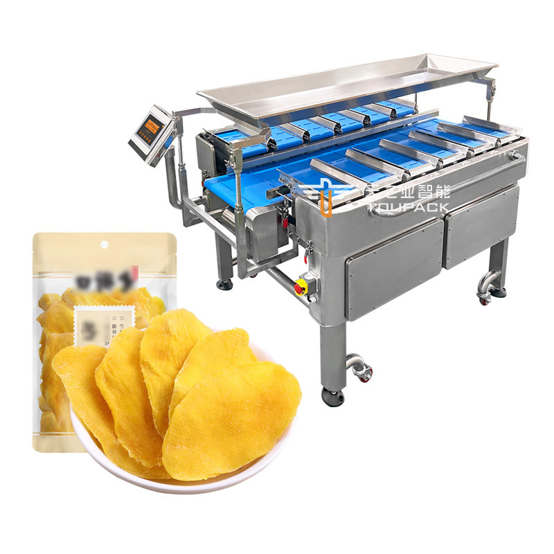 mangos secos Automático de varias estaciones de cinta transportadora acuática del mar pepinos de pescado filete de mesa peso objetivo contrapeso máquina