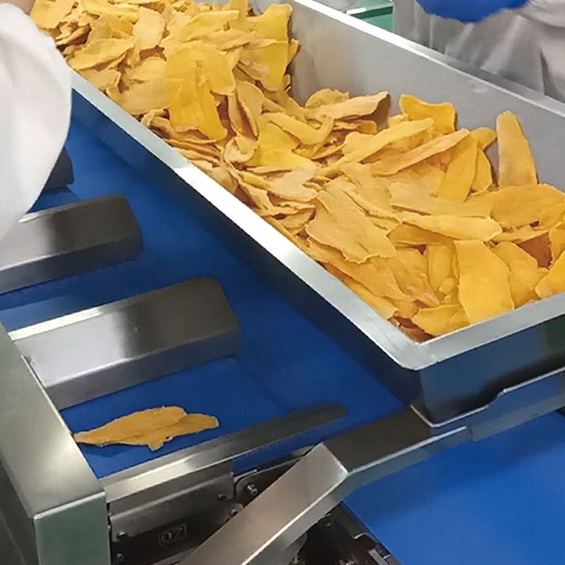 mangos secos Automático de varias estaciones de cinta transportadora acuática del mar pepinos de pescado filete de mesa peso objetivo contrapeso máquina