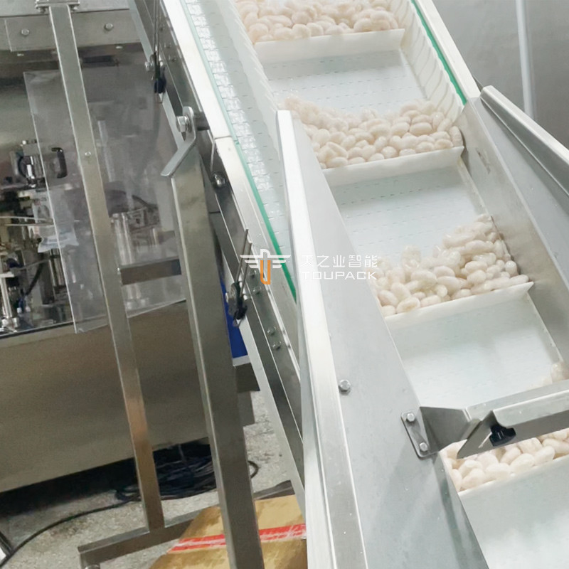 Máquina empacadora de bolsas de forma irregular multifunción para pollo con palomitas de maíz, bolsa de pie automática, máquina empacadora Doypack de cerdo congelado