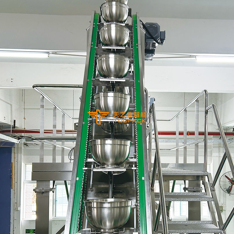 Maquinaria transportadora tipo cuenco Elevador en Z Acero inoxidable Elevador de cuenco inclinado Transportador para carne y alimentos congelados