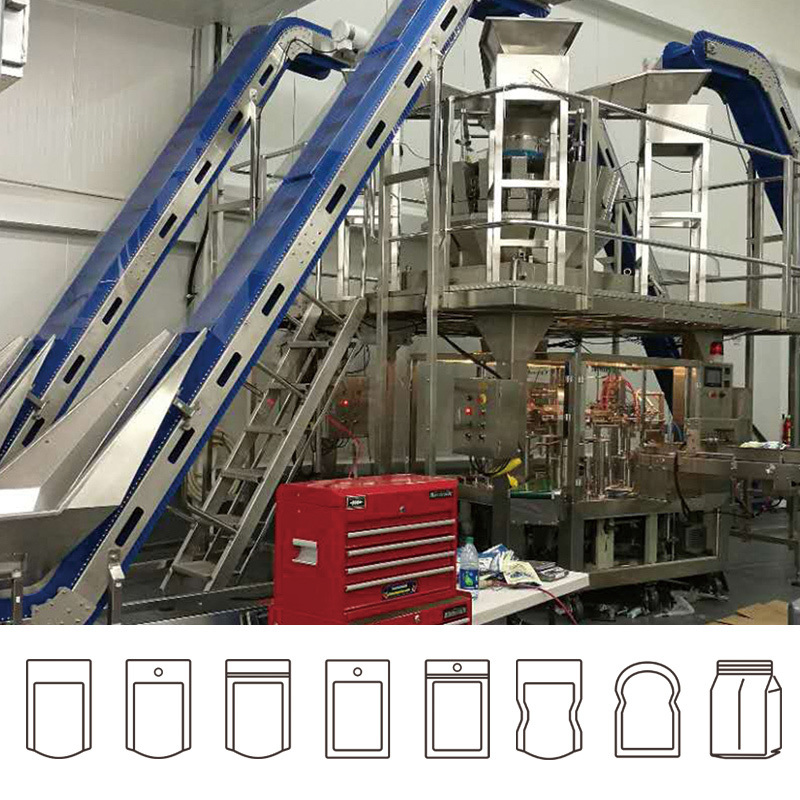 Máquina Empaquetadora de Sobres de Snacks Totalmente Automática para Alimentos de Snacks, Papas Fritas, Palomitas de Maíz, Envasado Doypack con Inyección de Nitrógeno