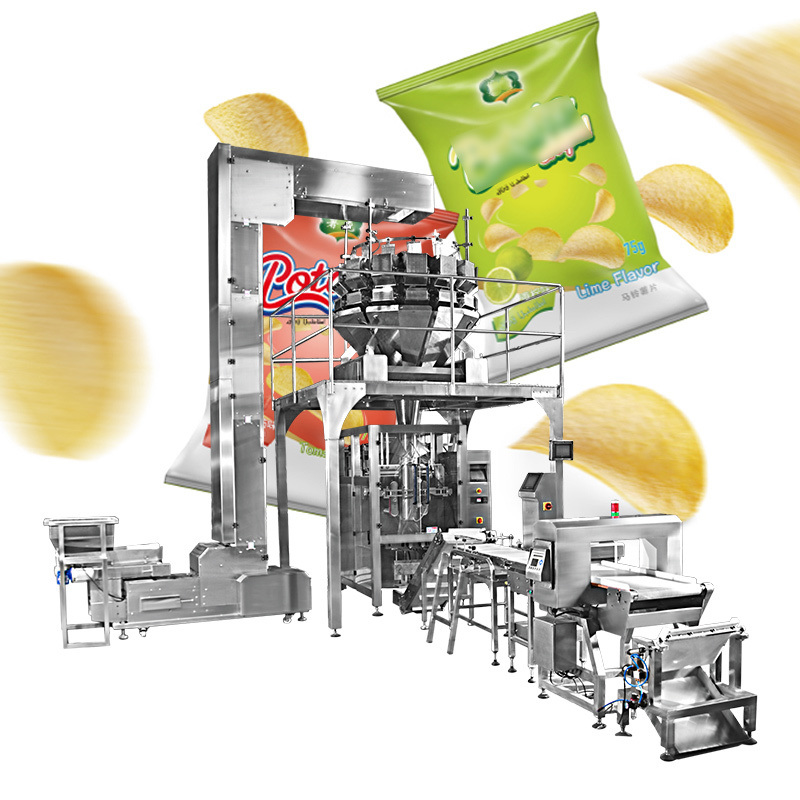 Máquina de embalaje vertical totalmente automática Máquina de llenado de bolsas de pasta Máquina de embalaje de pesas multicabeza para pasta cruda Fusilli