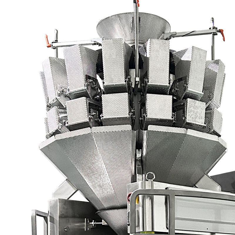 Máquina de Envasado de Malla para Granadas con Pesadora Multicabezal, Máquina de Engrapado para Bolsas de Red, Empaquetadora de Jengibre, Cebolla y Ajo en Bolsas de Malla