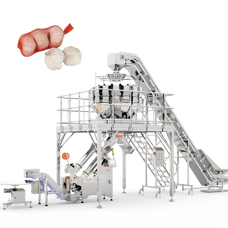 Máquina automática de envasado de bolsas de malla para patatas/Máquina de envasado de bolsas de malla para jengibre/Máquina de envasado de bolsas de malla para cítricos para supermercados