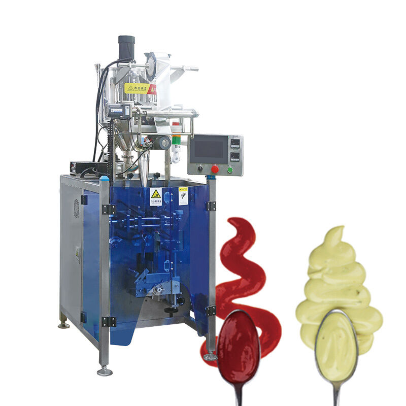 Conjunto de fresa, ketchup, tomate, pasta, salsa, jugo de frutas, saco de café, bolsita, maquinaria de llenado de líquido