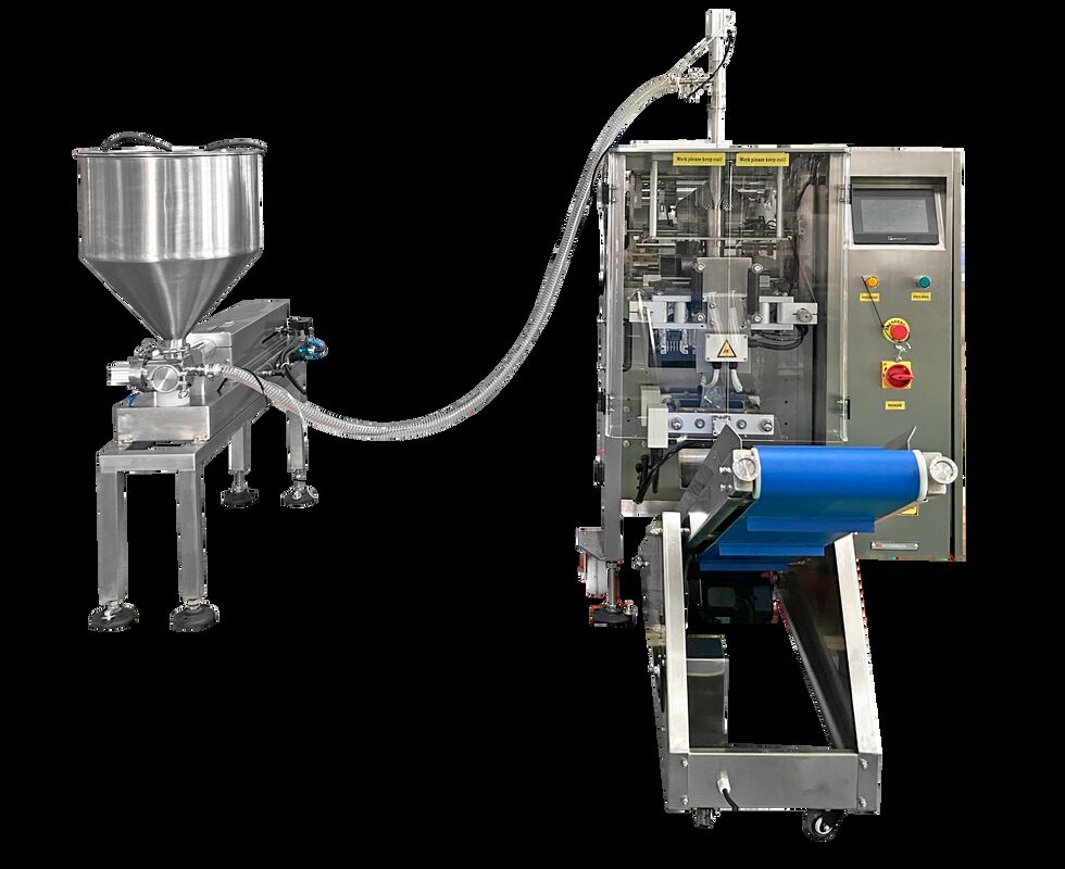 Conjunto de fresa, ketchup, tomate, pasta, salsa, jugo de frutas, saco de café, bolsita, maquinaria de llenado de líquido