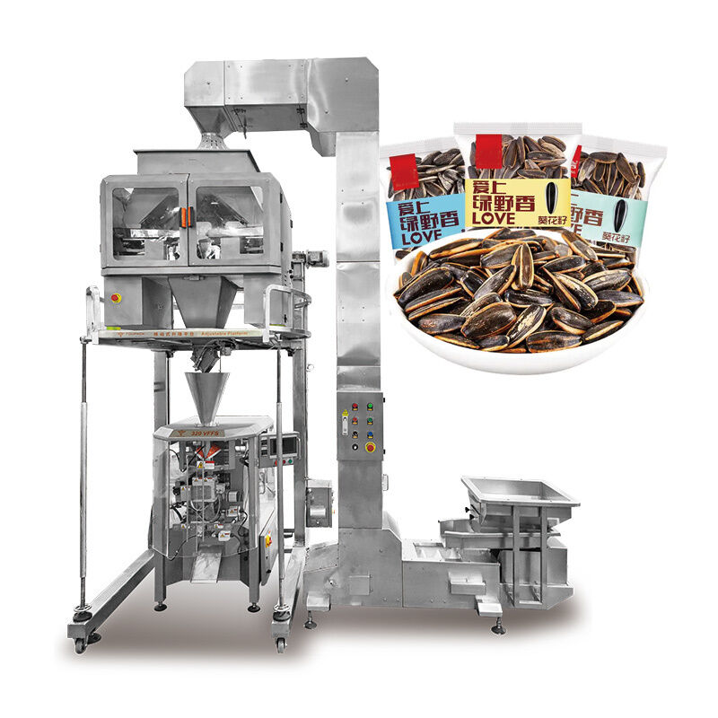 Máquina de embalaje automática de pesaje lineal de 4 cabezas 500g 1kg 2kg de grado alimenticio pegamento de etiquetado papel de papel para frijoles pellets de azúcar