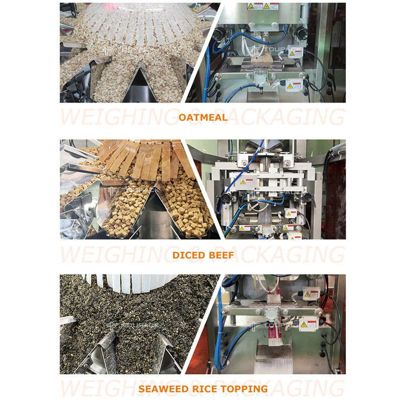 Máquina automática de envasado y pesaje de bolsas tipo almohada para snacks, frutos secos y gránulos de 5-200g, equipo de envasado de alimentos de alta velocidad