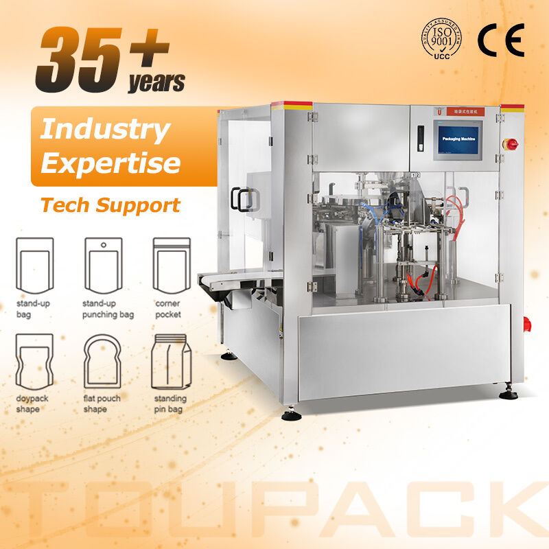 Máquina envasadora Doypack rotativa de calidad alimentaria con certificación CE para bolsas con cremallera prefabricadas para aperitivos y nueces