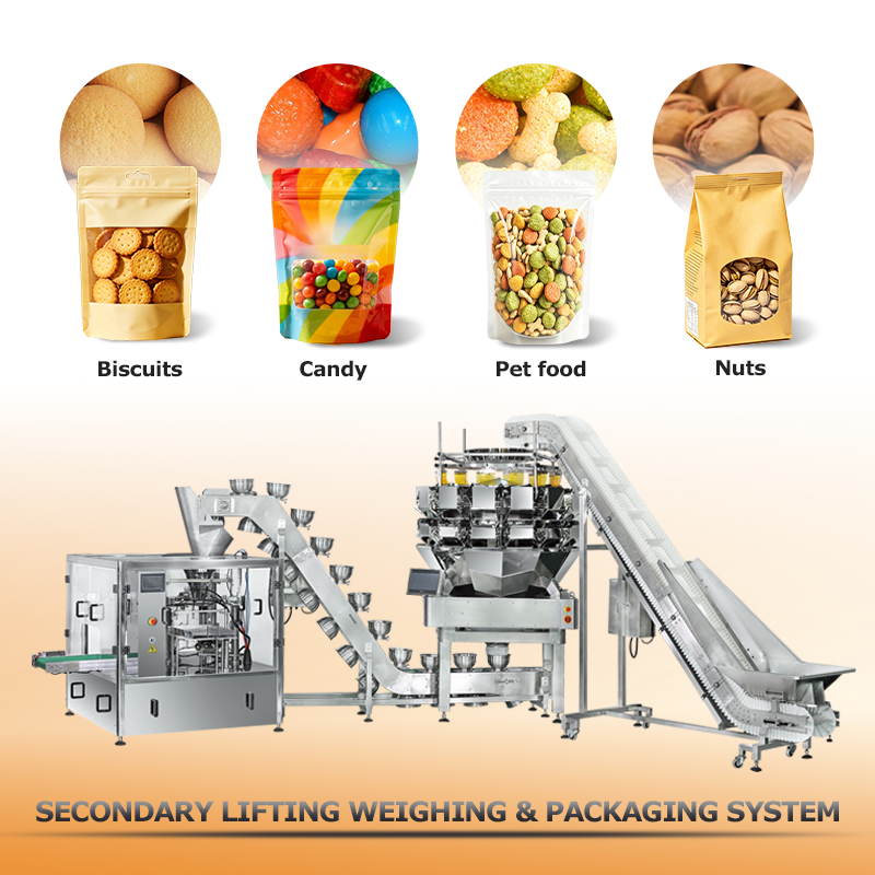 Máquina envasadora Doypack rotativa de calidad alimentaria con certificación CE para bolsas con cremallera prefabricadas para aperitivos y nueces