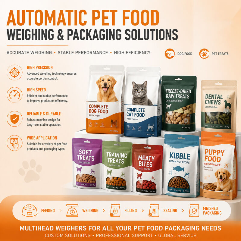 Maquinaria de envasado de alimentos para mascotas personalizados | Envasado suave para golosinas para mascotas liofilizadas, pienso seco y bolsas de alimentos para mascotas húmedos en retortas