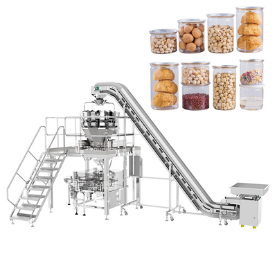 Máquina de embotellado plástica de la nuez del bocado de los frutos secos con el transportador inclinado del pesador de Multihead