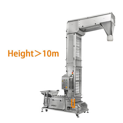 Altura de acero inoxidable 10m del elevador de cubo de la forma de Z para el polvo químico de los bocados de la comida