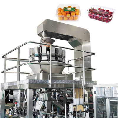 Motor servo del pesador automático de Multihead de la exactitud que conduce la empaquetadora de la ensalada de las legumbres de frutas