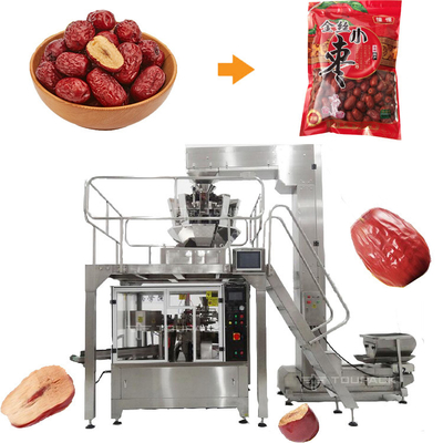 Máquina de embalaje de bolsas prefabricada de yujube rojo Velocidad 16-60 bolsas / min