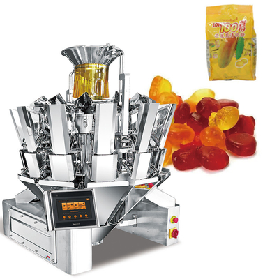 Máquina automática de embalaje de bolsas de galletas de goma máquina de embalaje de azúcar de galletas de goma con pesadora de múltiples cabezas