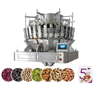 Máquina automática de embalaje de alimentos para bocadillos a granel galletas bolso de goma bolsa de bolso máquina de llenado máquina de embalaje de pesas de cabeza