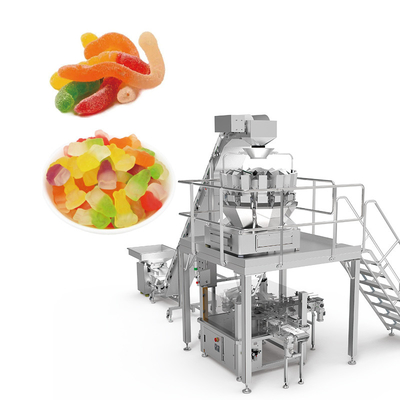 Automática de semillas de frijoles nueces dulces nuez fruta seca comida aperitivo multi cabeza pesadora máquina de embalaje de alimentos con nitrógeno