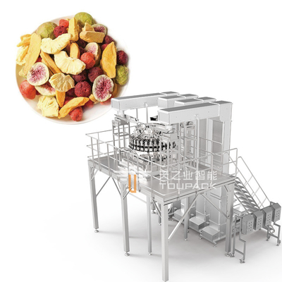 Auto Stand Up Pocket Doypack Pesar Embalaje Granulado Nueces de cacahuete y anacardos Máquina de llenado de pesas multi-cabeza