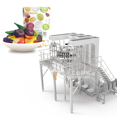 Maquina de embalaje de pesas para verduras secas crujientes y frutas mezcladas de mango y fresas