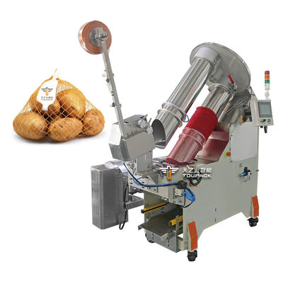 Máquina automática de recorte de red para envasado de bolsas de malla para cebollas, patatas, cítricos