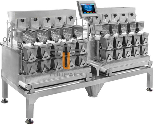 Pesador material pegajoso horizontal de acero inoxidable impermeable de Multihead de 8 cabezas de la velocidad para la comida aceitosa Dimple Plate