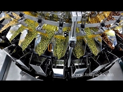 6 kinds of nuts are weighed and packed in a vertical packaging machine