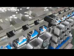 Máquina de pesaje y envasado de alimentos frescos de 8 cabezales y 3 capas para bolsas tipo almohada con aleta de tiburón