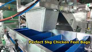 Línea Automática de Pesaje y Envasado de Patas de Pollo (Bolsas de 5kg)